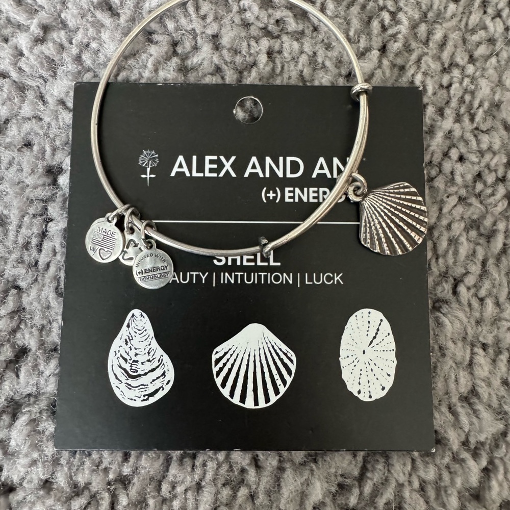 Alex and Ani Silver Shell Charm Bracelet